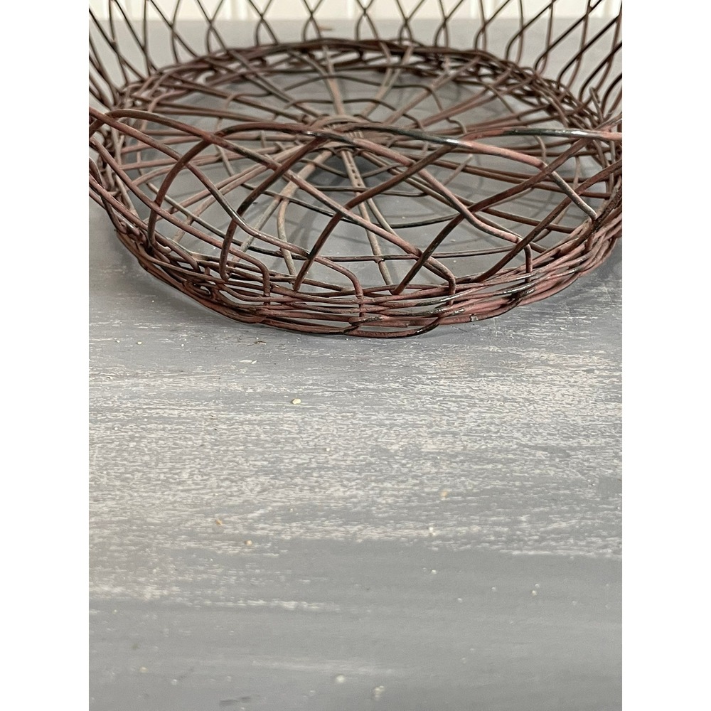 Vintage Style Rustic Brown Metal Wire Nesting Basket Set of 2 Farmhouse Decor - Picture 4 of 9